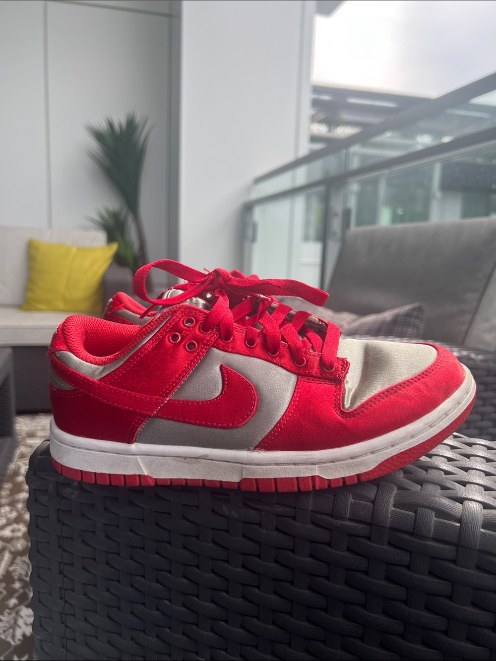 Nike Red and Light Gray Dunks
